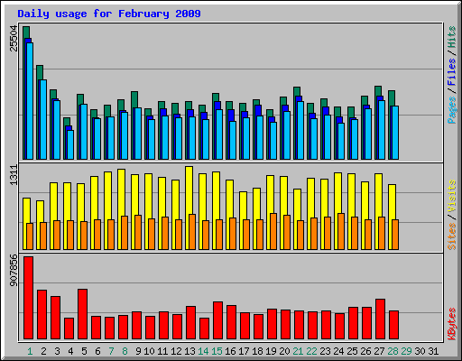 Daily usage for February 2009