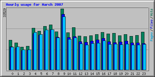 Hourly usage for March 2007